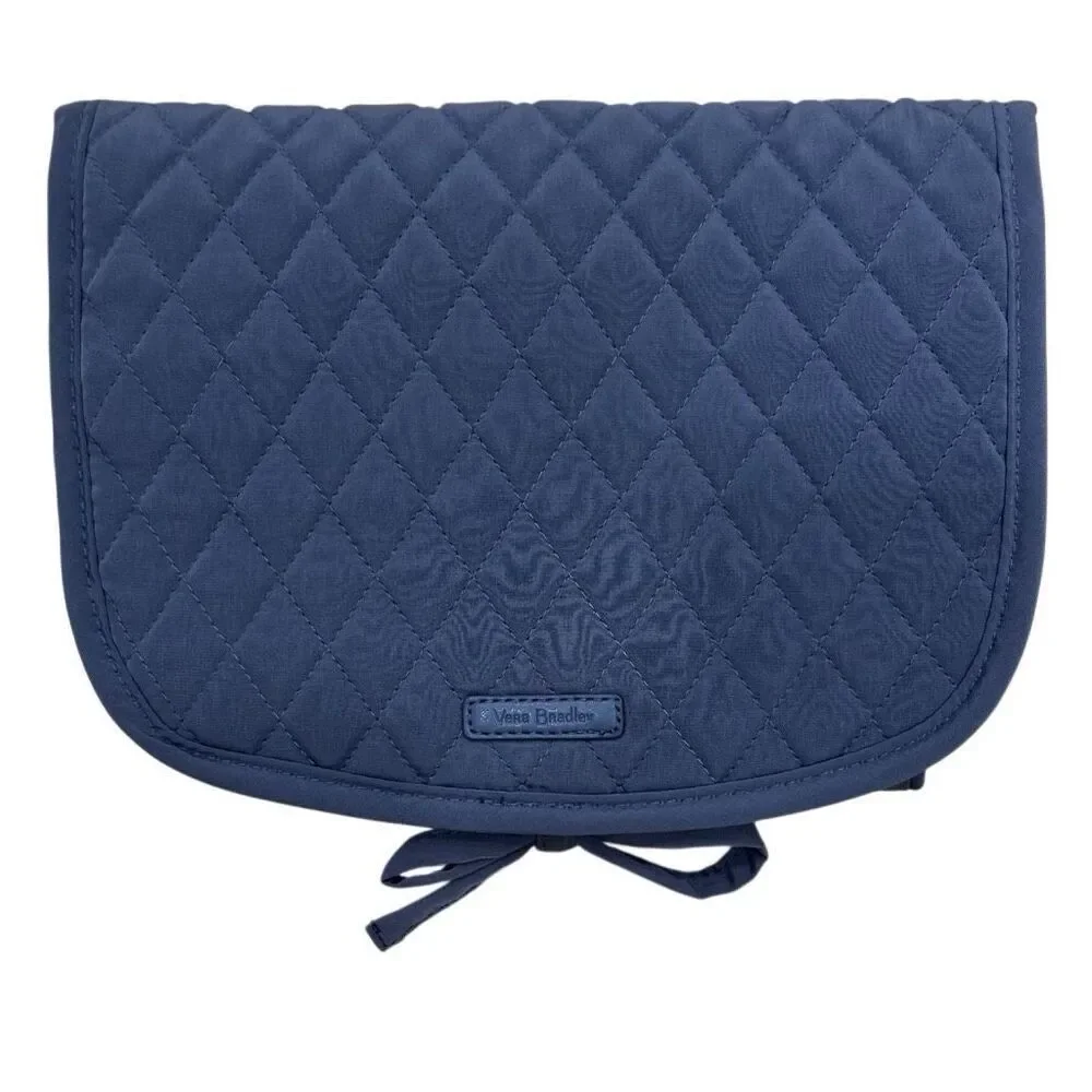 Vera Bradley Cosmetic Hanging Travel Bag Organizer Medium Gray Diamond Quilted